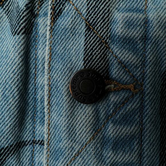 Supreme Black Ark Denim Trucker Jacket Blue Classic Streetwear Sportswear Size S - Picture 8 of 8